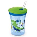 NUK Action Cup Toddler Cup with Chameleon Effect, 12+ Months, Colour Changing, Twist Close Soft Drinking Straw, Leak-Proof, BPA-Free, Crocodile, Green, 230 ml