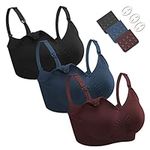 Dresime Nursing Bras for Breastfeeding 3 Pack Seamless Maternity Bras Pregnancy Bralette with Extra Bra Extenders and Clips, F, XXL Size