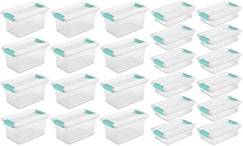 Sterilite Medium Clip Latch Lid Storage Container Tote, 12 Pack, and Small Clip Latch Lid Storage Container Tote, 12 Pack for Home Organization