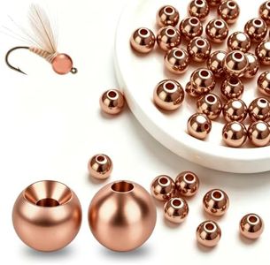 50pcs Tungsten Beads for Fly Tying – 13 Sizes & 3 Colors, Tungsten Beads for Sinking Faster, Fly Tying Beads for Nymph,Wooly Buggers, DIY Lure Making(50-Copper-6.4mm-1#-2#)