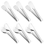 LIOUCBD 6PCS Serving Tongs Buffet Tongs, Stainless Steel Kitchen Tongs Food Tongs, Serving Utensils Small Tongs for Salad Appetizer Cooking Frying Barbecue Grilling 9 Inch