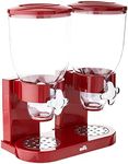 Honey Can Do Double Cereal Dispenser with Portion Control, Red and Chrome