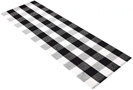 LEVINIS Kitchen Runner Rugs - Black and White Retro Lattice Sofa Cushion & Area Rug - Washable Hand-Woven Buffalo Checkered Floor Rugs for Laundry/Kitchen/Bathroom/Bedroom, 23.6'' x 70.8''
