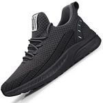 Feethit Mens Slip On Walking Shoes Non Slip Running Shoes Lightweight Tennis Shoes Breathable Workout Shoes Comfortable Fashion Sneakers Dark Grey Size 9