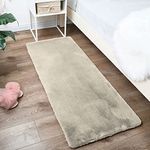 LUXE HOME INTERNATIONAL Ruffle Bath Runner Rabbit Fur 1200 GSM Super Soft, Anti Skid Rug for Bedroom (2 X 5 Ft, Beige, Pack of 1)