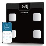 HealthSense Bluetooth BMI Weight Machine for Body Weight, Digital Body Fat Analyzer & Smart Body Composition Scale with Mobile App, 12 Body Parameters, LED Display & 1 Year Warranty - BS161