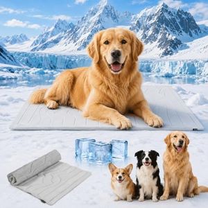 AULCTR 2026 New Thickened Cooling Mat for Dogs, Upgrade Pet Cooling Mat Pet Ice Silk Mats for Large Dogs Cats, Summer Pet Cooling Pad with Non-Slip & Foldable for Indoor Outdoor (59" L x 40" W)