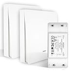 MOES RF Lights Switch Kit, No WiFi No Wiring Needed Light Switch Kit, 10A Receiver for Lamps 90-250V, (1Receiver &2 Panel)