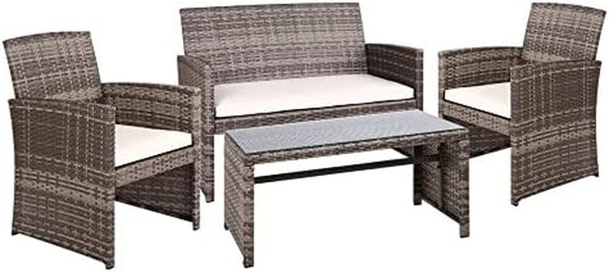 Gardeon 4 PCS Outdoor Sofa Set Rattan Chair Table Setting Garden Furniture Grey