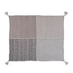 Creative Co-Op Woven Wool Blend Patchwork Tassels, Natural and Grey Throw Blanket, Gray