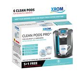 XROM Plant Based, Non Chemicals, Professional Cleaning Pods Compatible with All Keurig K-Cup 2.0 Brewers, Coffee Stain Removing, All Natural Ingredients, Biodegradable, 6 Cup Per Pack.