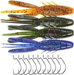 SPARKLYBASS 30 Pieces Crawfish Soft Plastic Lure, Bandito Bug Crayfish Creature Lure Crawdad Plastic Baits Kit Artificial Soft Shrimps Fishing Lure for Freshwater Saltwater 3.0in… (BASS Catch 05)