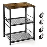 OYEAL Night Stand Industrial End Table with Storage Shelf Farmhouse Sofa Side Table for Small Spaces, Bedside Table for Living Room Bedroom, Stable Metal Frame,Rustic Brown