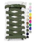Stepace 2 Pairs Elastic Shoe Laces for Sneakers No Tie Shoelaces for Adults and Kids 8mm Wide Stretch Tieless Shoestrings for Running Shoes One Size Fit All Army Green 120