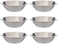 Set of 6-6 1/2 Inch Wide Stainless Steel Flat Rim Flat Base Mixing Bowl