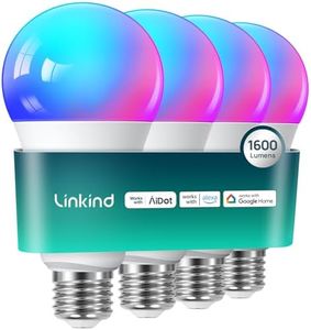 Linkind Smart Light Bulbs, 1600LM (100W Equivalent) Smart Bulb, Work with Alexa & Google Home, RGBTW Color Changing Bulb Music Sync, 2.4GHz Wi-Fi & Bluetooth, LED Alexa Light Bulbs 14W, A21 E26, 4Pack