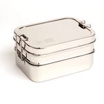 Elephant Box Stainless Steel Bento Snack Box | 3-in-1 Eco Friendly & Plastic Free, Compartment Lunch Box, 2 Tiers and Snackpod (Total Capacity 950ml)
