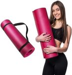 HCE Eco Friendly NBR Yoga Mat - Multipurpose 173cm x 61cm x 15mm Extra Thick Exercise Mat for Men, Women and Kids, Ideal Non Slip Workout Mats for Yoga, Pilates, Gym Exercise with Carrying Strap (pink)