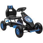 HOMCOM Pedal Go Kart for Kids, Racing Go Kart with Adjustable Seat, Inflatable Tyres, Shock Aborb, Handbrake, for Ages 5-12 Years - Blue