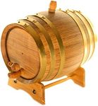 American Oak Barrel | Handcrafted using American White Oak | Age your own Whiskey, Beer, Wine, Bourbon, Tequila, Hot Sauce & More (1 Liter or .26 Gallon, Gold (Brass Hoops))