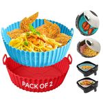 Cipzi Air Fryer Liners Nonstick Premium 8 Inch Round Silicone Basket Baking Tray with Ear Handles | Reusable Easy Cleaning and Heat Resistant Pot | Cooking Oven Insert Accessories - Multicolor