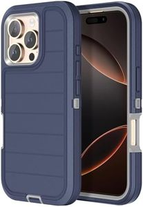 Paprose for iPhone 16 Pro Max Case Heavy Duty 3-Layer[Shockproof][Dropproof][Dust-Proof] Military Grade Rugged Full Body Protection Cover Case for Apple iPhone 16 Pro Max 5G 6.9 inch,Navy Blue/Grey