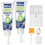 Tile Grout Repair Kit, 2 Pack White Grout Filler, Grout Reviver, Tile Paint for Bathroom Shower Kitchen, Fast Drying Grout Whitener, Grout Paint Restore & Renew Grouts, Grout Cleaner Replace Grout Pen