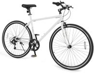 Goplus Mountain Bike, 26" Cycling Bicycle w/ 6-Speed Drivetrain, Front and Rear Dual Brakes, Adjustable Seat, All-Terrain Tires, Outdoor MTB City Bike for Men Women Teens Adults (White)