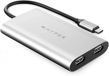 HyperDrive 4K Dual HDMI Adapter for M1 MacBook, 3in1 USB C Hub: HDMI 4K 60Hz, HDMI 4K 30Hz, USB-C PD 100W for MacBook Pro/Air(M1 & Intel-Powered), Windows PC, Chromebook