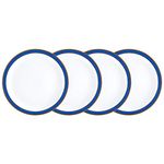 Denby - Imperial Blue Dinner Plates Set of 4 - Dishwasher Microwave Safe Crockery 26.5cm - Blue, White Ceramic Stoneware Tableware - Chip & Crack Resistant Large Plates