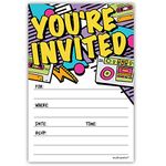 Retro 80s 90s Party Invitations (20 Count) with Envelopes - Hip Hop Party