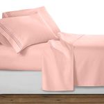 Clara Clark King Sheets Set, Deep Pocket Bed Sheets for King Size Bed - 4 Piece King Size Sheets, Extra Soft Bedding Sheets & Pillowcases, Peach Sheets King