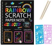 Rainbow Scratch Notebook Paper - Black Scratch Off Art Crafts Supplies Coloring Kit Toy for Kids Ages 3-9 Girls Boys DIY Children's Birthday Christmas Mother's Day Children's Day Gift 1 Pack