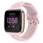 Runostrich Sport Strap Compatible with Fitbit Versa 2/Fitbit Versa/Versa Lite/SE, Soft Silicone Band Replacement Breathable Wristband Accessories for Smart Fitness Watch for Women Men (Sand Pink)