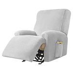 DASORY Velvet 4-Piece Recliner Slipcover, Soft Stretch Cover for Recliner, Washable and Removable Furniture Protector for Home Decor,Light Gray