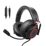 Wired Gaming Headset for PS5,PS4,Xbox One Controller,COLUSI Foldable PC Over Ear Gaming Headphones with Noise-Canceling Mic,Black