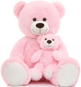 Tezituor Giant Teddy Bear Stuffed Animal 39in, Large Teddy Bear Mommy with Baby, Big Teddy Bear Stuffed Bear for Kids, Girlfriend on Valentine, Christmas, Baby Shower, Pink