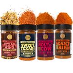 Meat Lovers Selection of Premium BBQ Seasonings - Holy Cow, Sweet Texas, Steak King & Adam's Ribs BBQ Rubs | Pack of 4 | 100% Natural | Spice Gift For Foodie