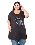 CUPID Regular Fit Cotton Round Neck Half Sleeve T-Shirt, Plus Size Night n Sleep Wear, Daily Use Gym n Lounge Wear Long Tops for Women_5XL, Black