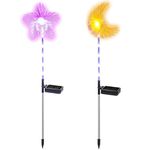 Aolyty Solar Garden Lights Outdoor, IP65 Waterproof Solar Stake Light 7 Color Changing LED Landscape Lighting 2 Pack for Walkway Patio Lawn Yard Flowerbed Decorative (Moon&Star)