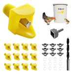 Whimsii Chicken Waterer Nipples, Horizontal Side Mount, Anti-Leak Automatic Water System for Poultry, Suitable for Chickens, Duck, Quail, Pack of 12, Includes Drill Bit & Installation Tool