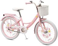 Bixike Girls Bike with Basket for Toddlers and Kids Aged 3-14 Years Old, 12 14 16 18 Inch with Training Wheels & Doll Seat, 20 Inch with Kickstand & Rear Rack, Princess Style Bicycle for Gift.