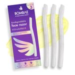 Bombae Reusable & Biodegradable Face & Eyebrow Razors for Women - 3 | Instant Glow & Painless Hair Removal | For Eyebrows, Upper Lip, Chin, Peach Fuzz, Forehead, Unibrow, Sideburns | Dermaplaning tool | Korean Skincare| Safe For all Skin Types