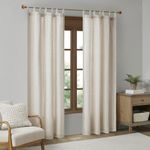 Madison Park Faux Linen Curtain Window, Thermal Insulated Fleece Lining, Living Room Decor Light Blocking Drape for Bedroom, 1-Single Panel Pack Fits 1.25" Rod, Beals, 50x84 Tab Top, Natural