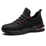 SPIEZ Safety Composite Toe Cap Trainers Comfortable Lightweight Unisex Shoes Slip On Air Cushion Walking Work Boots for Men Women Chef Black Red 8
