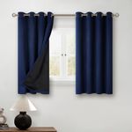 BGment Thermal Insulated 100% Blackout Curtains for Bedroom with Black Liner, Double Layer Full Room Darkening Noise Reducing Grommet Curtain ( 52 x 54 Inch, Navy Blue, 2 Panels )