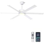 Ohniyou Ceiling Fan with Lights - 60" Industrial Ceiling Fan Remote & APP Control, Dimmable, DC Motor, Outdoor Ceiling Fan for Patio Living Room, White