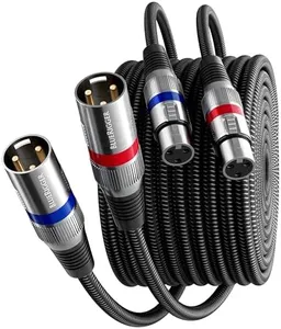BlueRigger XLR Cable (2-Pack) - (25FT, Microphone Cable, Balanced 3 Pin Mic Cord, Male to Female XLR Cables for Studio Recording) - Compatible with Mic, Speaker, Amplifier, Camera, Mixer