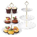 TsunNee 2PCS 3-Tier Cake Stand Cupcake Holder, Dessert Plates Cakes Fruit Cookie Candy Display Tower Serving Platter, Pastry Tiered Serving Tray for Wedding Birthday Baby Shower