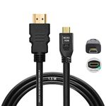 PiBOX India, Micro HDMI Cable to HDMI Cable, 4K 60Hz, 1.5 Meter 5 feet, Adapter Ethernet Audio Return for Raspberry Pi 4 pi 5 RPI, GoPro Hero 7, Sony Camera (NOT Mini DP/NOT Micro USB)